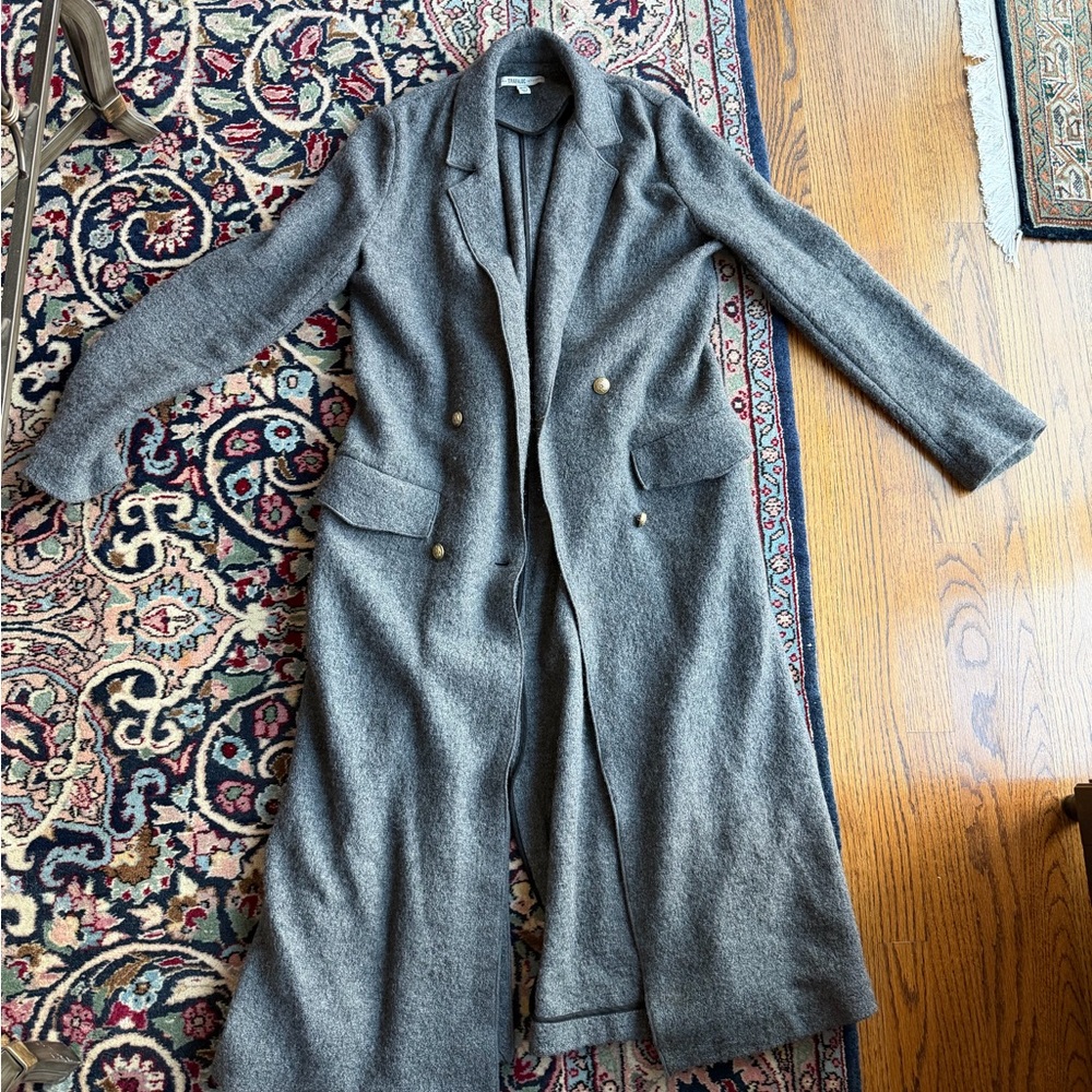 Zara gray wool coat with gold buttons
